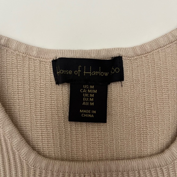 House of Harlow 1960 tan colored Crop Ribbed Knit Top size medium - Picture 3 of 7